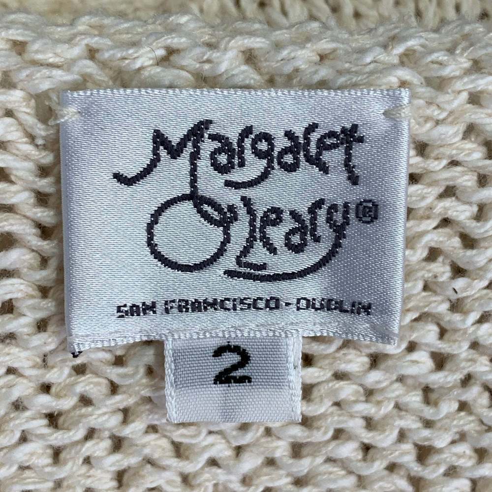 MARGARET OLEARY Beige Cotton Silk Textured Knit Tied Front Cardigan - Picture 8 of 9